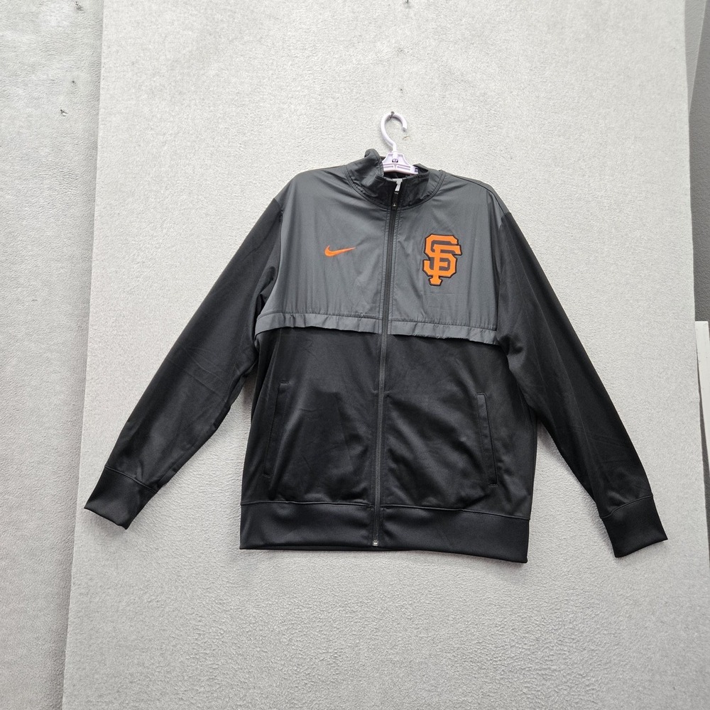San Francisco Giants Men Jacket XL Black Colorblock Nike Swoosh Logo Embroidered